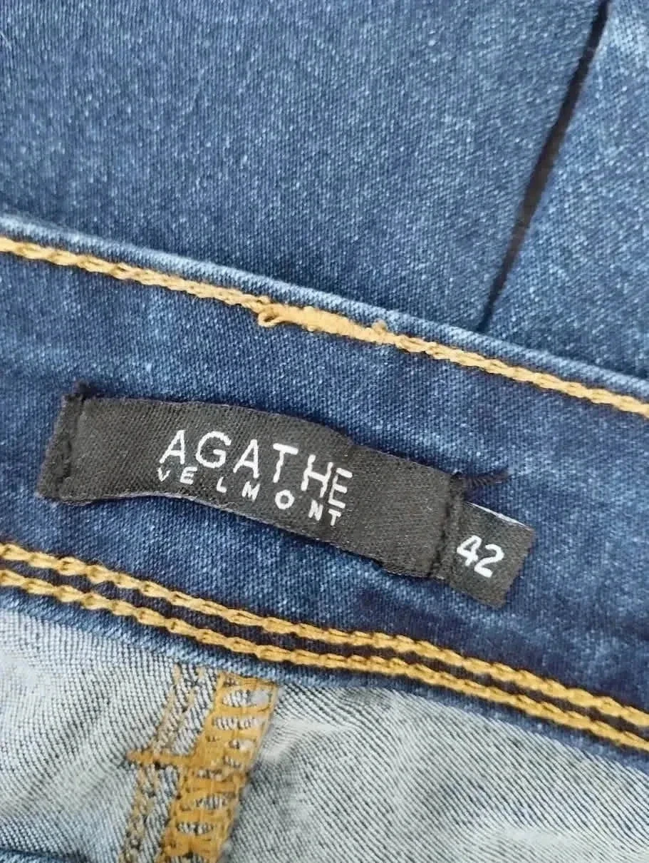Jean novo Agathe Velmont - corte slim - cintura alta - elástico - azul marinho – photo 14